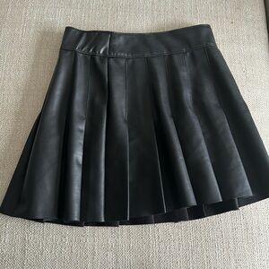 Abercrombie & Fitch faux leather black pleated skirt.